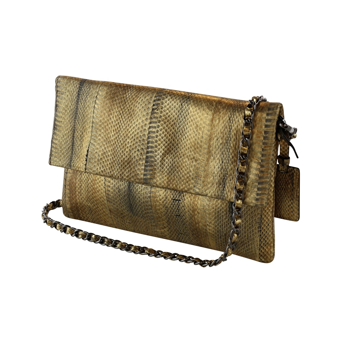 Leather Clutch Bag with detachable long chain strap