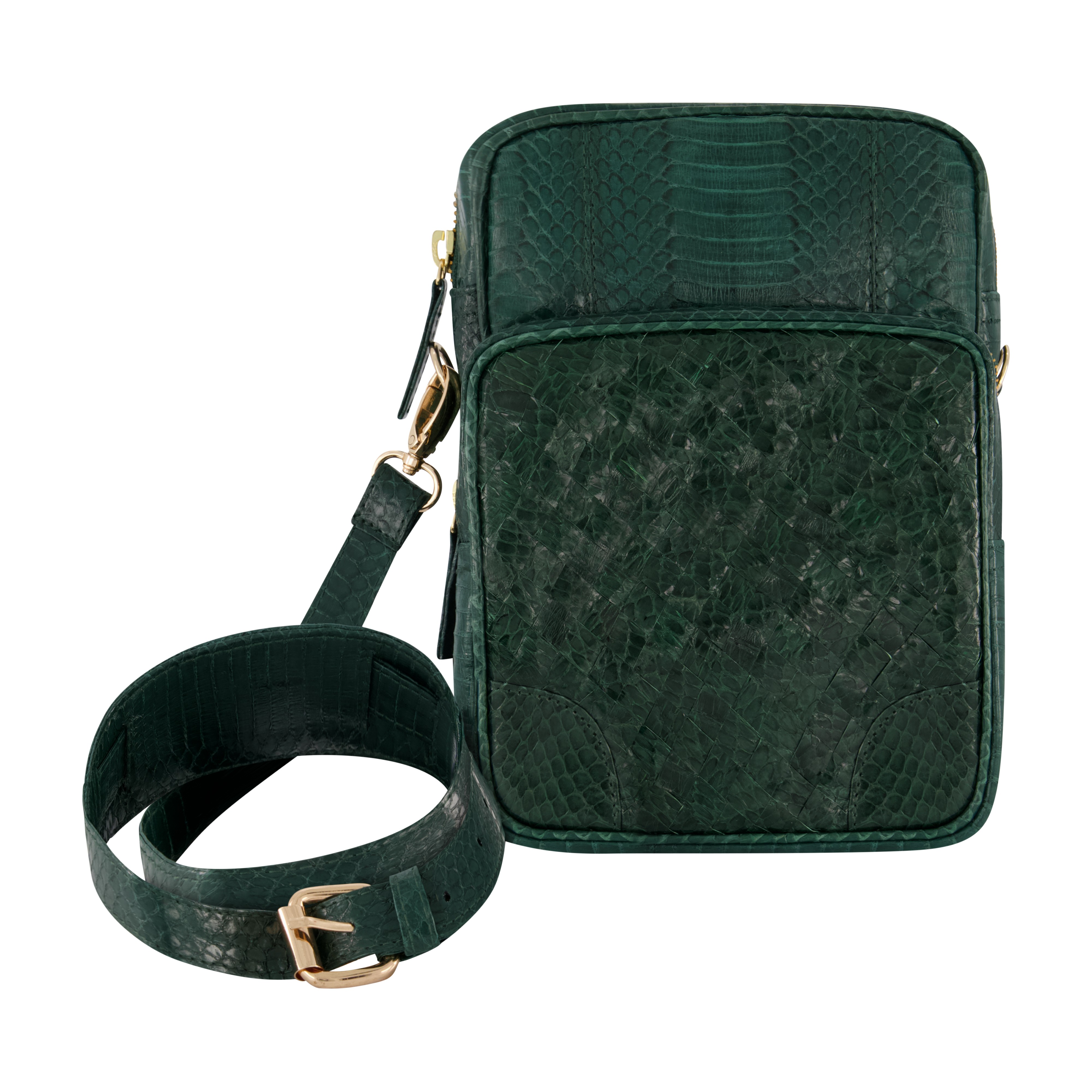 Green Leather Crossbody Camera Bag